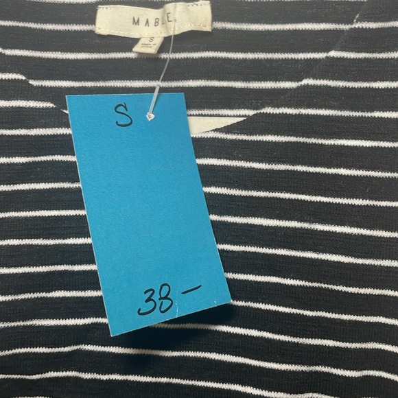 Mable Black & White Stripe Sleeveless Gathered Bodycon Dress with slit - Picture 6 of 7